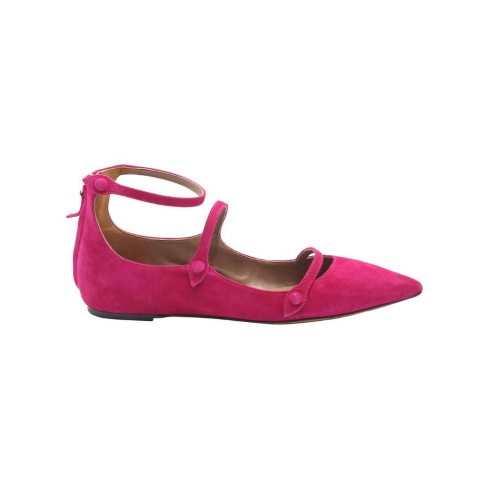 Tabitha Simmons Strappy Flat Pumps in Pink Suede